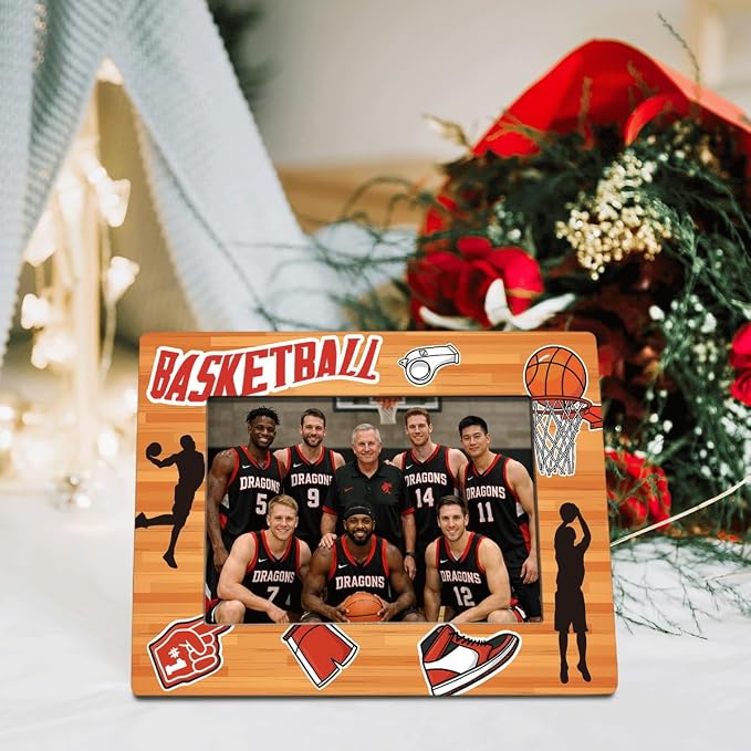 Basketball Picture Frame, Sports Themed Photo Frame for 4x6 Inches Photos, Tabletop Display Frames for Players and Coaches, Gift to Basketball Enthusiasts, Home Office Decor - Image 3