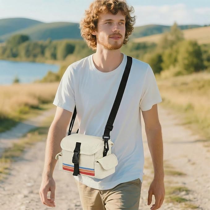 Camera Case Compatible with Polaroid Now, Now+ & OneStep+, Crossbody Bag | Custom-Fit Camera Case for Polaroid Now 2nd/3rd Gen, With A Shoulder Strap And Organized Accessory Storage - Beige - Image 8