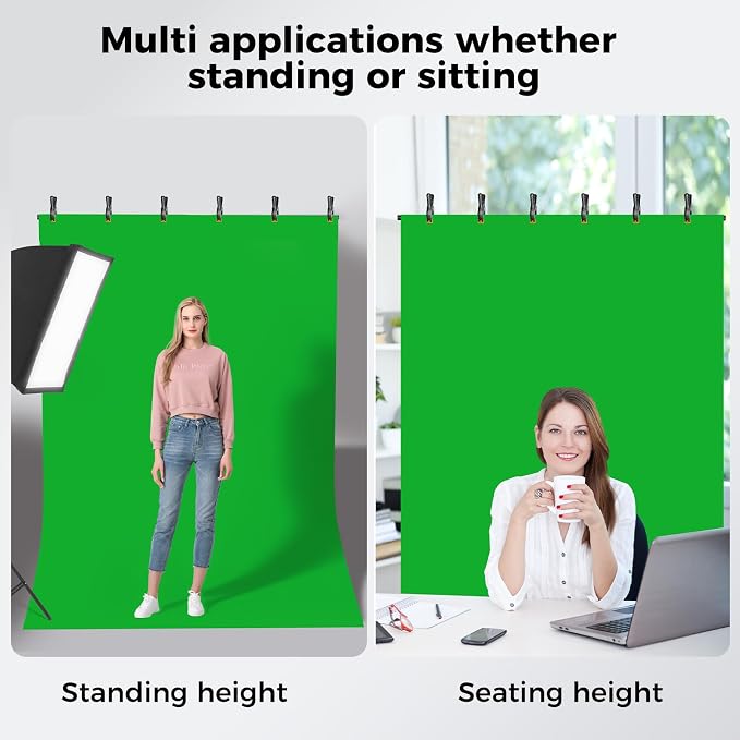 Emart 5x6.5ft Green Screen Backdrop Kit with T-Shape Stand and 6 Clamps | Reverse folding base for easy storage & transport，perfect for Photography, Photoshoot, Studio Video Recording, Streaming - Image 8