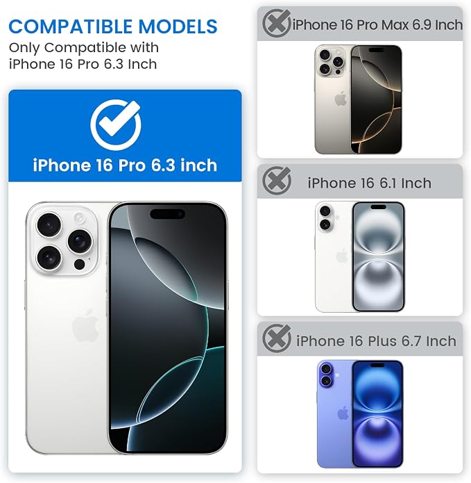 VEGO for iPhone 16 Pro Case with with Privacy Screen Protector and Stand | Slide Camera Cover & Ring Kickstand Military Grade Heavy Duty Protection Cover for iPhone 16 Pro 5G 6.3 Inch - Blue - Image 2