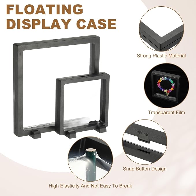 PATIKIL 2Pcs Floating Display Case, 5.5 Inch Jewelry Display Case Stand Challenge Coin Holder Frames Transparent Large Storage Box 3D for Necklace Bracelets Pendants, White - Image 3
