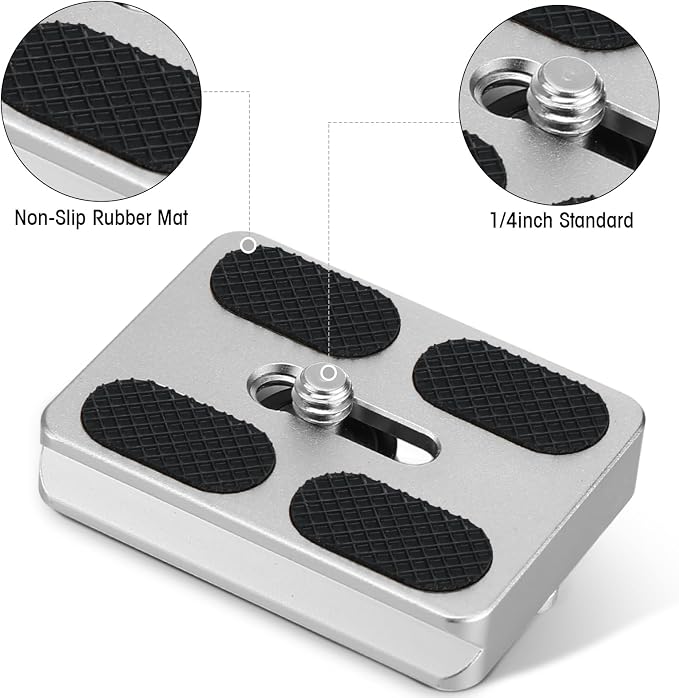 Frienda Quick Release Plate Tripod 1/4-20 DSLR,Pu50,Titanium Color | Tripod Mount Plate, Camera Tripod Mount for DSLR Camera Tripod Ball Head , Metal, 1.9 x 1.5 x 0.4 Inch - Image 3