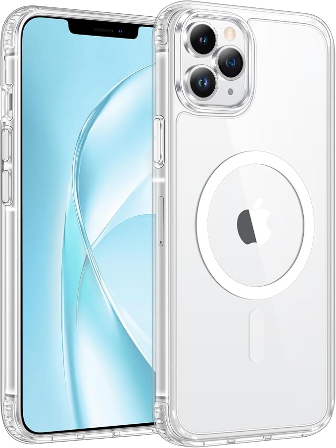 FNTCASE for iPhone 11 Pro Max Case Clear, Fit for Magsafe, Anti Yellowing | Magnetic Phone Cases, 14FT Military Grade Drop Protection, Slim Shockproof Protective Cover, Transparent by FNTCASE