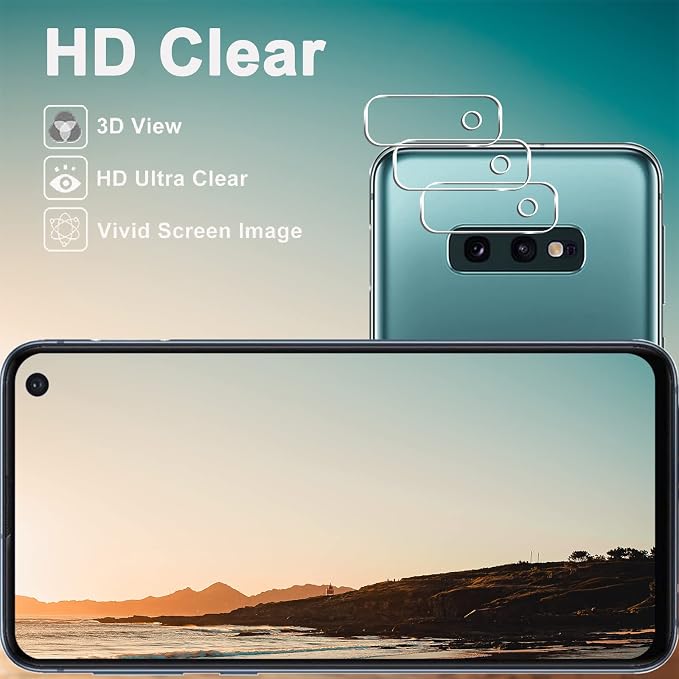 [3+3 Pack] Galaxy S10e Screen Protector + Camera Lens Protector, HD Tempered Glass Film, 9H Hardness, Scratch Resistant, Easy Installation, Bubble Free, Screen Protector for Samsung Galaxy S10e - Image 6