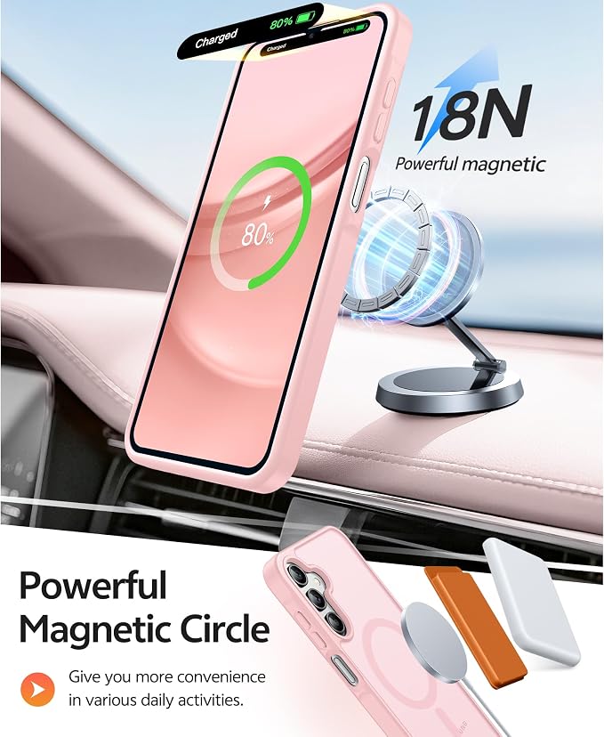 FNTCASE for Galaxy A15 5G Phone Case, Screen Protector, Light Pink | Translucent Matte Magnetic Back, 14FT Military Grade Drop Protection, Shockproof Protective, for Samsung A 15 Cover - Image 3