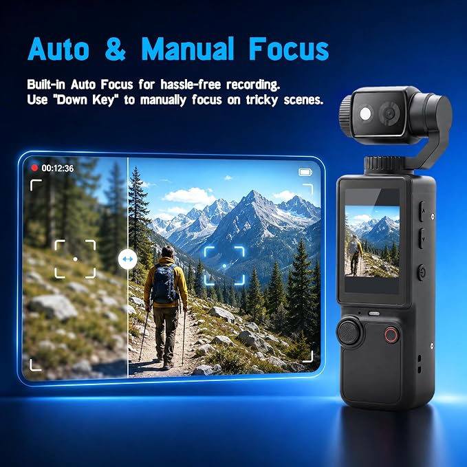 4K Handheld Camera for Vlogging 66M Small Pocket Tripod Body Cameras | 4K Video Recording&66M Photo | 180° Rotating Lens | 1.9in Screen | 5 Hours Working | Auto&Manual Focusing | Tripod, 16GB Card - Image 3
