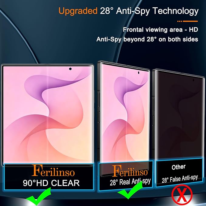 Ferilinso Inside Privacy Screen Protector for Samsung Galaxy Z Fold 8 Ultra | 2 Pack, 9H+ Tempered Glass Back&Camera Lens Protectors, Military-Grade Shatterproof, Case Friendly, Easy Installation - Image 2