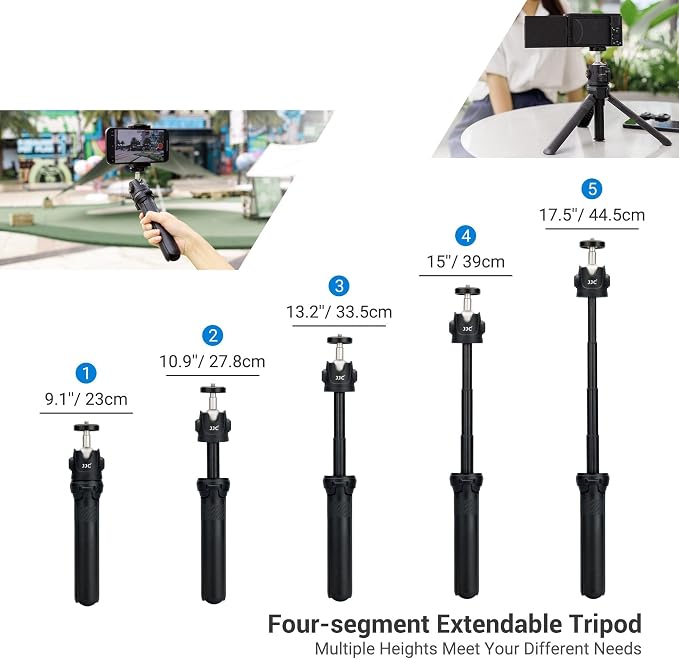 JJC Extendable Mini Tripod & Selfie Stick for Sony ZV-1F ZV-1 ZV-E10 A6100 | for Sony ZVE10 II ZV1F ZV-1 II ZV1 RX100 VII A6100 A6400, Canon PowerShot V1 SX740 HS G7X III II EOS R100 R50 & More - Image 3