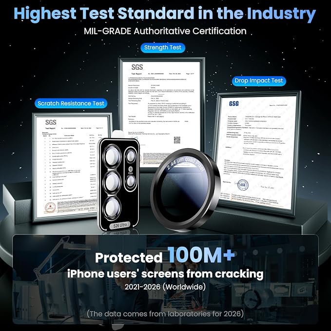 Uyiton for Samsung Galaxy S26 Ultra Camera Lens Protector, Unique Design | Case-Friendly, Ultra-Thin, Military-Grade Sapphire Glass with Aluminum Metal Rear Camera Screen Cover, Black - Image 6