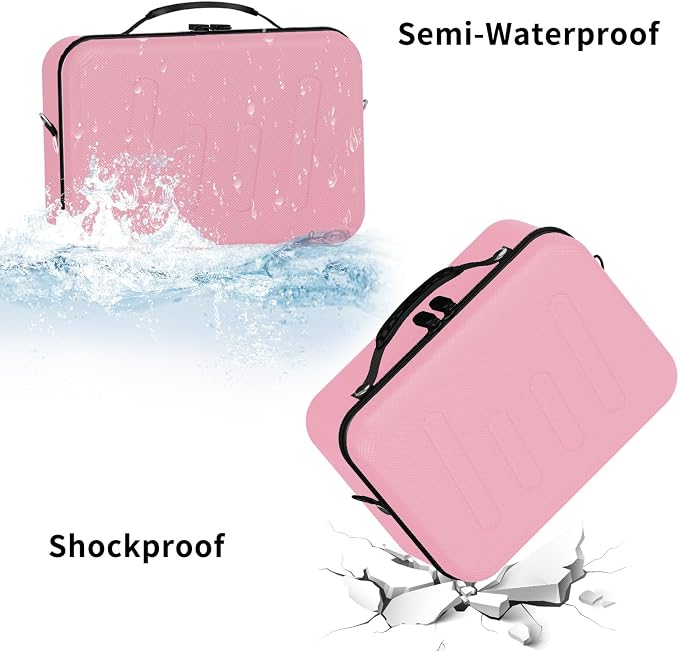 Hard Shell Camera Case Compatible with Canon EOS Rebel T7/R50/R100 and More DSLR & Mirrorless Cameras – Portable Travel Bag with Adjustable Dividers, Mesh Pocket & Shoulder Strap (Pink) - Image 3