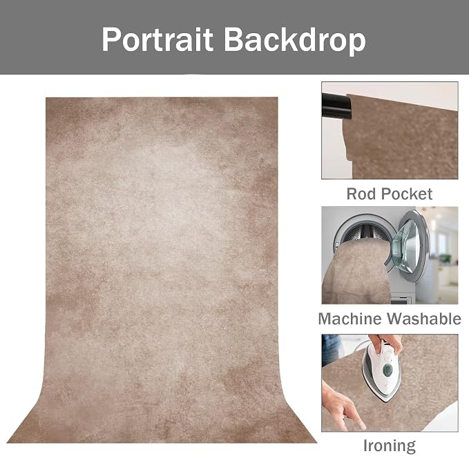 Beige Photography Backdrops for Photoshoot, Abstract Fabric 3x5ft | Vintage Studio Photo Backgrounds, Non Reflective, Easy to Use, for Portrait, Headshot, Product - Image 5
