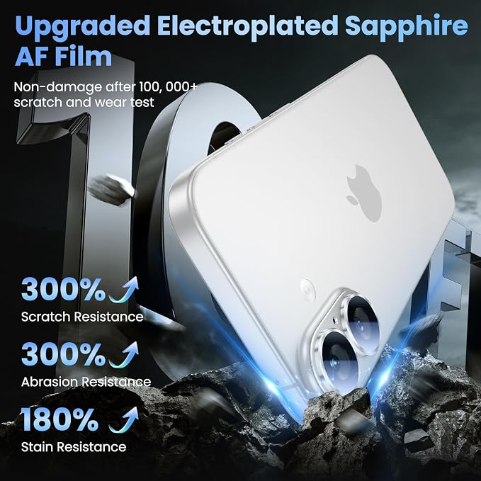 Uyiton for iPhone 17 Camera Lens Protector, Metal Frame Glass Cover | Not Easy to Break, Strong Adsorption, Case-Friendly, Metal 9H Sapphire Glass Rear Camera Screen Cover, White - Image 6