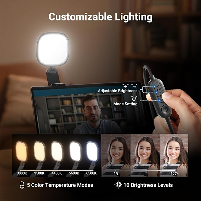 NEEWER BASICS 5" Monitor Light with Stand, Zoom Lighting for Video Conference, 10W Bi Color Edge Lit CRI95 USB LED Panel Ring Light for Desk Computer Laptop Webcam Video Call Streaming Recording, NL10 - Image 4