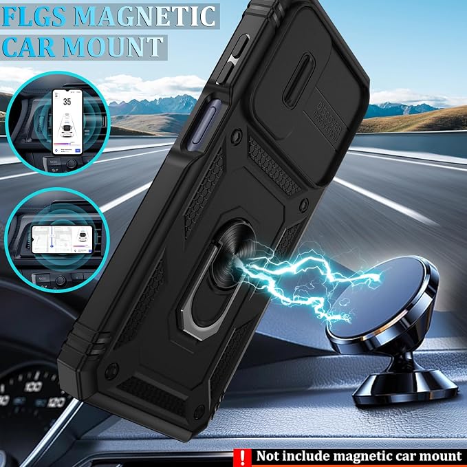 for Samsung Galaxy A15 5G Case with 2PCS Screen Protector, Build in 360° Rotating Ring Kickstand, Military Grade Protective Case for Samsung A15 Phone, Black - Image 5