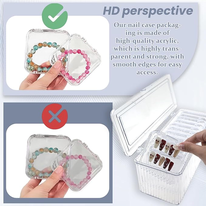 Press on nail storage 12 PCS Acrylic Nail Storage Box - Portable Versatile Organizer for Press - On Nails, Jewelry and More with 60 Pcs Adhesive Double Sided Tape - Image 7