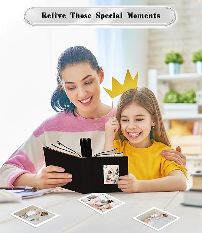 Ejblfe Photo Album 4x6,Linen Cover Slide-in Photo Album Book Can Holds 100 4x6 Photos with 50 Black Sheets for Family,Wedding,Baby and Holiday Pictures (Black) - Image 6