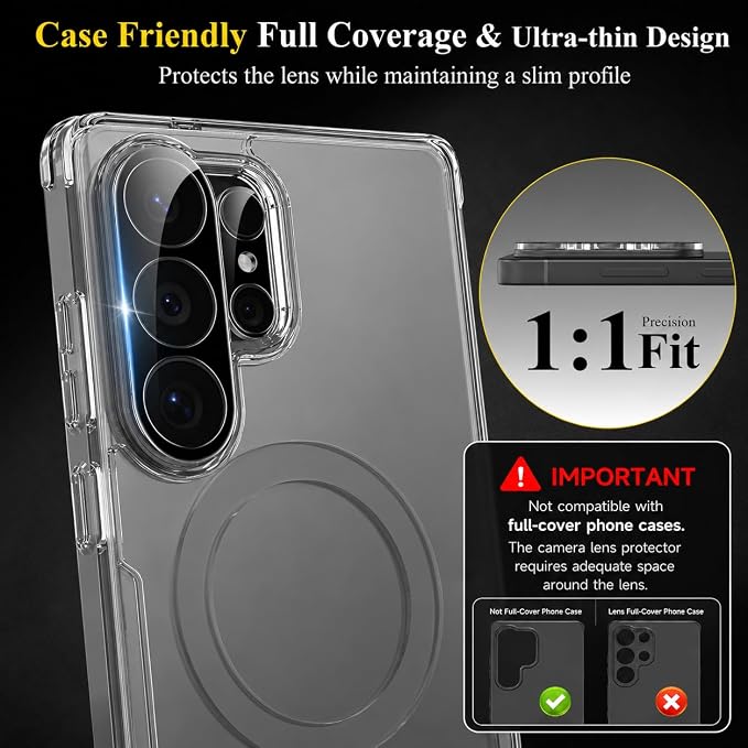 4 Pack for Samsung Galaxy S26 Ultra Camera Lens Screen Protector | 9H Tempered Glass Camera Lens Cover Decoration, Case Friendly, High Definition, Scratch-Resistant(Not for S25/S24) - Image 4