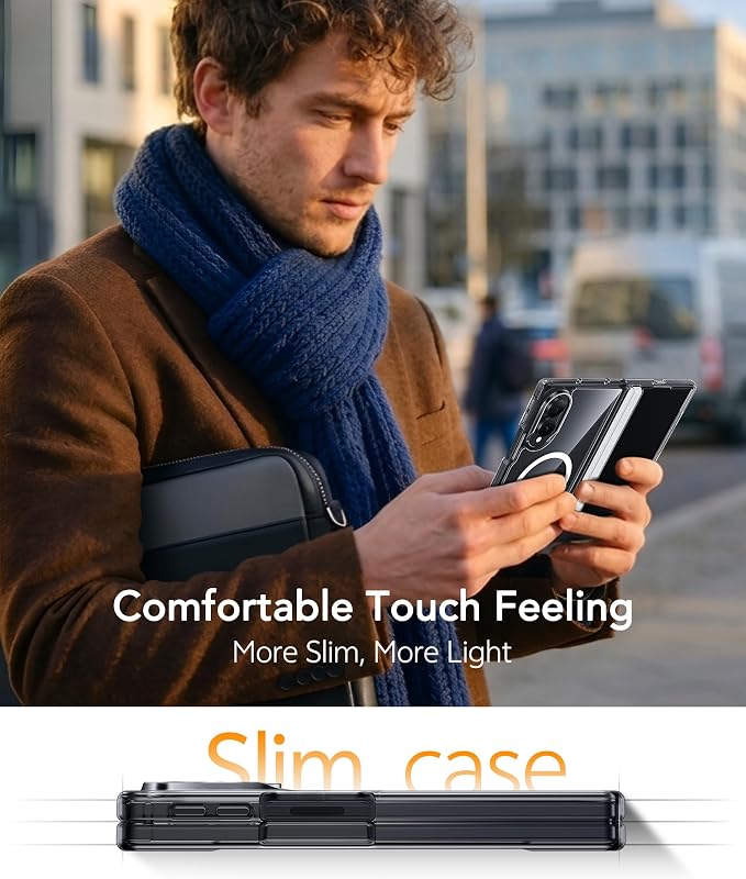 FNTCASE for Samsung Galaxy Z Fold 8 Case, Fit for Magsafe, Hinge Protection | Screen Protector, Translucent Matte Magnetic Back, 18FT Military Grade Drop Proof, Protective Phone Cover, Clear - Image 7