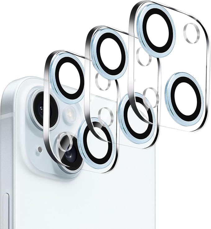 Dengduoduo 3 Pack Tempered Glass Camera Lens Protector for iPhone 15 6.1" & for iPhone 15 Plus 6.7", Ultra HD, 9H Hardness, Anti-Scratch, Case Friendly, Easy to Install [No Affect on Night Shots] by Dengduoduo
