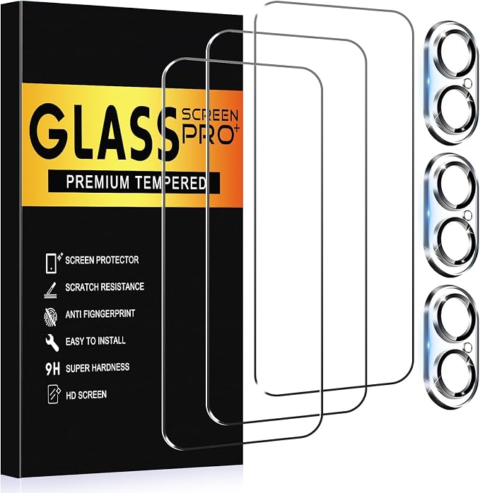 3+3 Pack Glass Screen Protector for iPhone 17, 6.3 inch | Camera Lens Protector, HD Clear Tempered Glass Film, Anti-Scratch, Bubble Free, Case-friendly by AVOAR