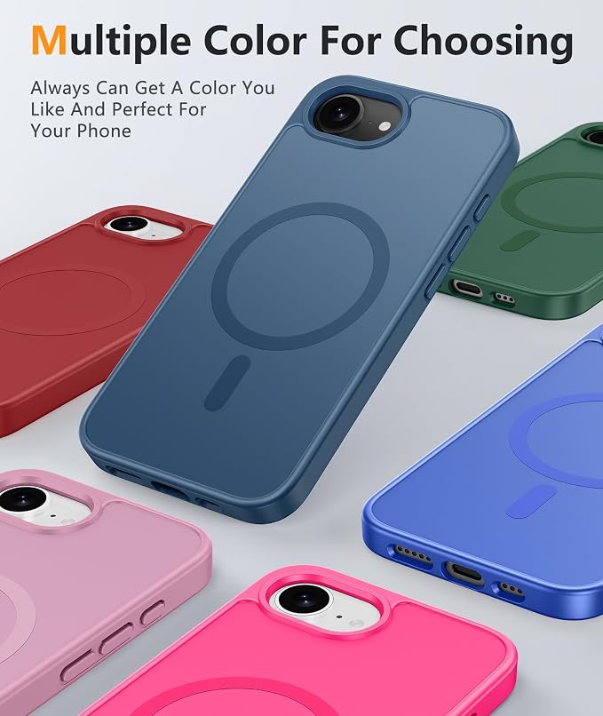 FNTCASE for iPhone 17e/ iPhone 16e Case, Fit for Magsafe, Screen Protector | Matte Magnetic Back, 14FT Military Grade Drop Protection, Shockproof Protective Phone Cover, Full Blue - Image 4