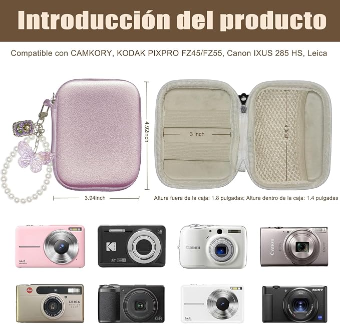 STARGAZ Digital Camera Case,suitable for camera case small such as CAMKORY/KODAK PIXPRO FZ45/FZ55/Canon PowerShot ELPH/HS,etc.Compact digital camera bag, can also store such as SD cards (Purple) - Image 3