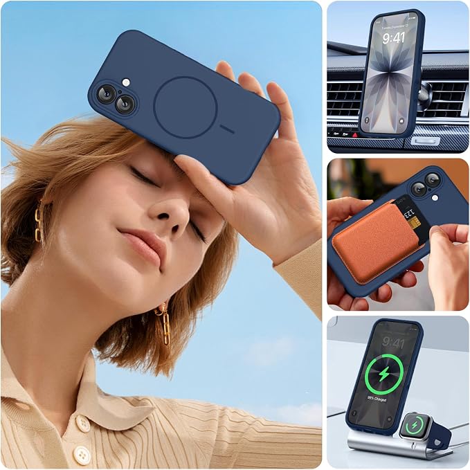 Miracase Silicone & Magnetic for iPhone 17 Case, Dark Blue | Compatible with MagSafe, Silicone Camera Control Cover, Soft Microfiber Lining, Shockproof Drop Protection Phone Case for 17 - Image 6