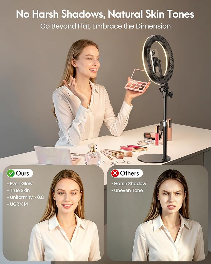Upgrade 10.5" Ring Light for Desk with Magnetic Phone Holder for Computer | 30 Light Modes, Zoom Lighting for Computer, Desk Light for Video Conference, Circle Light for Video Recording, Streaming - Image 4