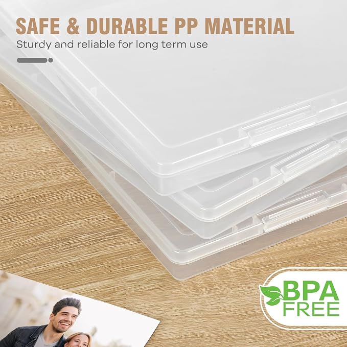 Photo Storage Box for 8" x 10" Photos, 6 Pack Plastic Scrapbook Paper Storage Organizer with Double Snap-Tight Latches, Clear Project Case for Scrapbooks, Card, Craft, A4 Files - Image 5