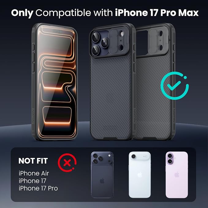 Nillkin for iPhone 17 Pro Max Case with Slide Camera Cover | Full Camera Protection | Thin Slim Fit | Shockproof Protective | Phone Case for iPhone 17 Pro Max, Transparent Black - Image 10