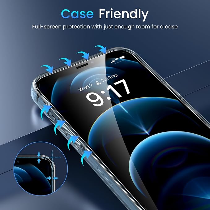 Fotbor [3+3 Pack for iPhone 12 Pro Max Screen Protector with Camera Lens Protector, Tempered Glass Shatterproof Easy Installation Frame, HD Clear Full Coverage iPhone 12 Pro Max Accessories 6.7 Inch - Image 8