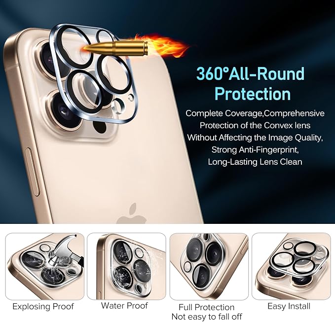 ivoler Camera Lens Protector for iPhone 14 Pro Max/14 Pro, 4-Pack | Screen Protector Tempered Glass [Case Friendly][New Rersion],Scratch-Resistant,Clear+Black Circle - Image 3