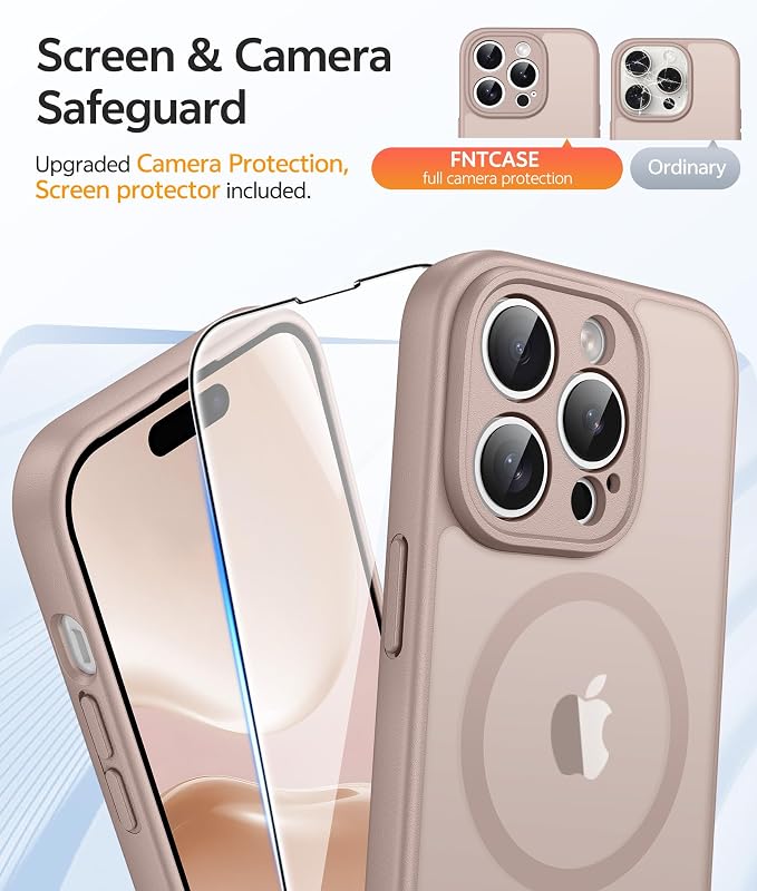 FNTCASE for iPhone 14 Pro Case, Compatible with Magsafe, Screen Protector | Full Camera Protection, Translucent Matte, 14FT Military Grade Drop Proof, Shockproof Protective Phone Cover, Desert Gold - Image 4