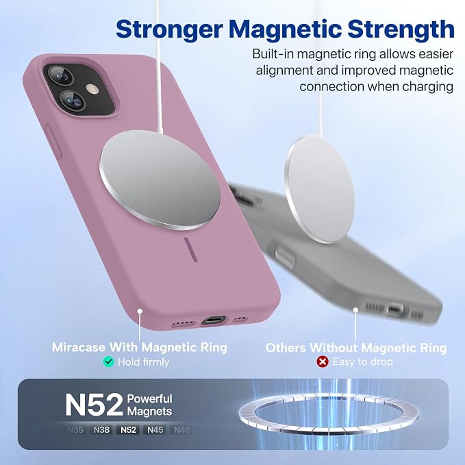 Miracase Magnetic for iPhone 12 Case/iPhone 12 Pro Case, Blackcurrant | Compatible with MagSafe, Anti-Scratch Microfiber Lining, Premium Silicone Shockproof Drop Protection Phone Case for 12/12 Pro - Image 7