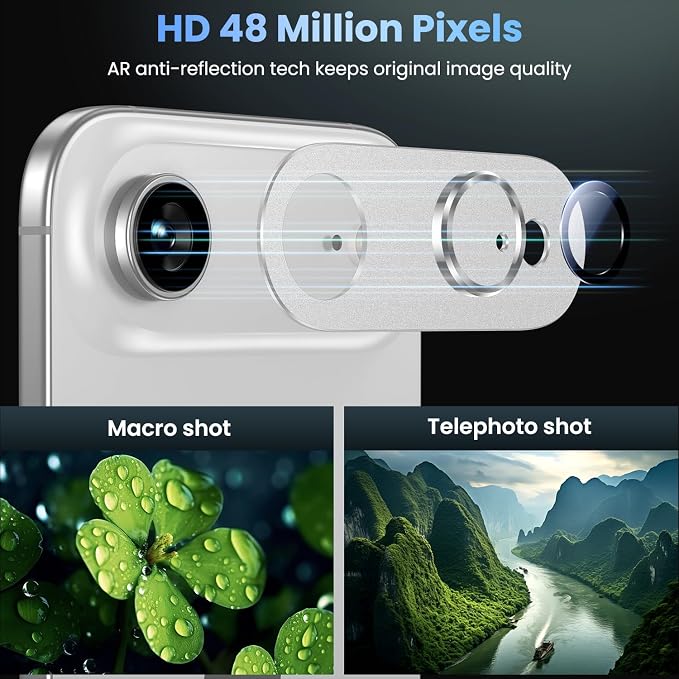 Uyiton for iPhone Air Camera Lens Protector, Metal Frame Glass Cover | Not Easy to Break, Strong Adsorption, Case-Friendly, Metal 9H Sapphire Glass Rear Camera Screen Cover, Cloud White - Image 3