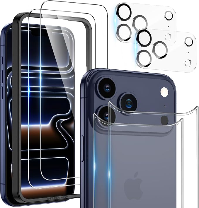 Maxdara for iPhone 17 Pro Max Screen Protector (6.9 inches) | iPhone 17 Pro Max Back Screen Protector and Front Screen Protector with Camera Protector, 9H Hardness by Maxdara