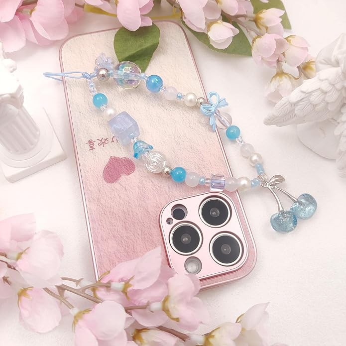cioatu Phone Charms Cute Cherry Butterfly Cell Phone Lanyard Strap Wrist Strap for Bag Airpods Camera Pendants Decor - Image 4
