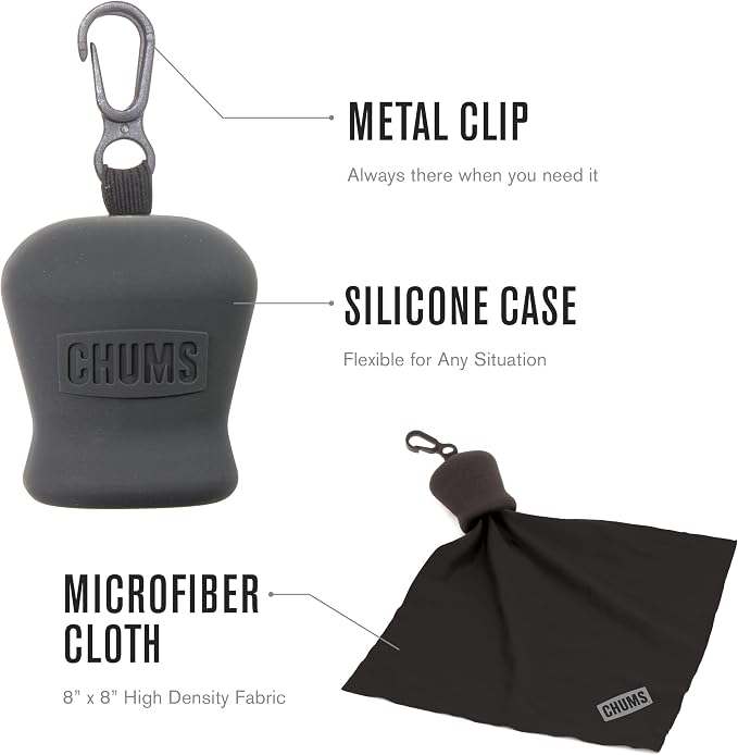 Chums Microfiber Lens Cloth Pouch, Portable Cleaner Keychain (EV Green) | 8 x 8 inch Cloth Cleans Lenses & Screens, Standard Size, Clips on Backpack or Keychain for Easy Carry & Outdoor Adventures - Image 3