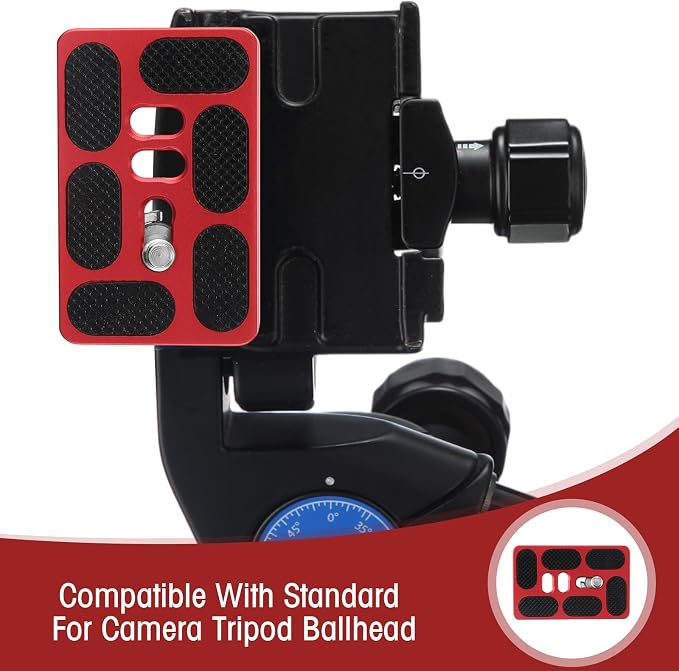 Frienda Quick Release Plate Tripod 1/4-20 DSLR,Pu60,Red | Tripod Mount Plate, Camera Tripod Mount for DSLR Camera Tripod Ball Head , Metal, 1.9 x 1.5 x 0.4 Inch - Image 5
