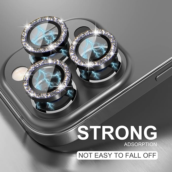 Choiche for iPhone 13 Pro/iPhone 13 Pro Max Camera Lens Protector | Ultra HD, Bling 9H Tempered Glass Camera Cover Screen Protector Metal Ring Decoration Accessories (Glitter-Graphite) - Image 6