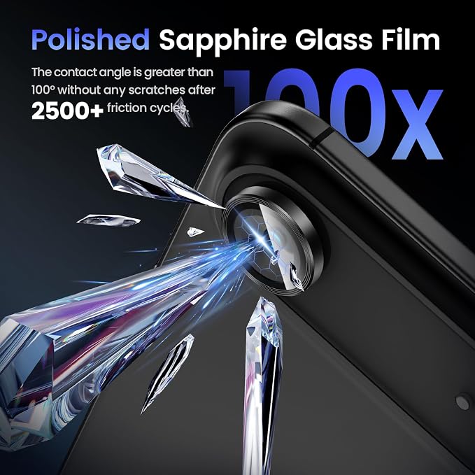 Tensea 2Pack for iPhone Air Camera Lens Protector, Camera Screen Cover | Camera Cover, Metal Individual Ring with 9H Tempered Glass for iPhone 17 Air 6.5inch, HD Clear, Easy Install, Full Protection - Image 6