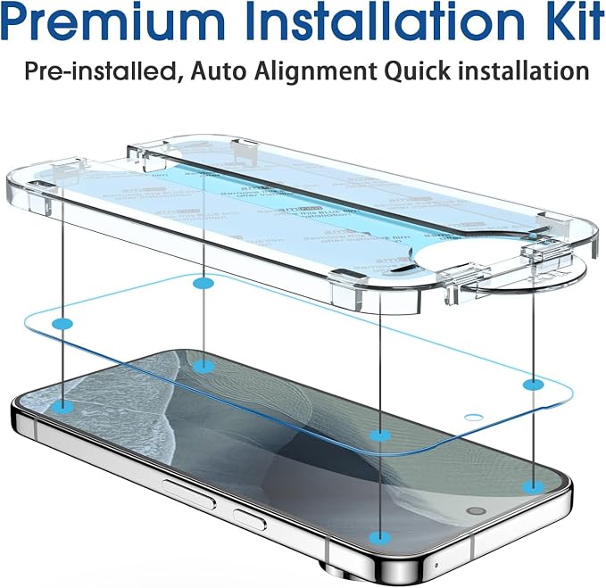 amFilm OneTouch for Google Pixel 11 Pro XL Screen Protector Tempered Glass | 6.8” Auto-Alignment, 30s Install, Bubble Free, Scratch & Drop Protection, HD, Camera Lens Protector[2+2 Pack] (11PXL-6.8'') - Image 3