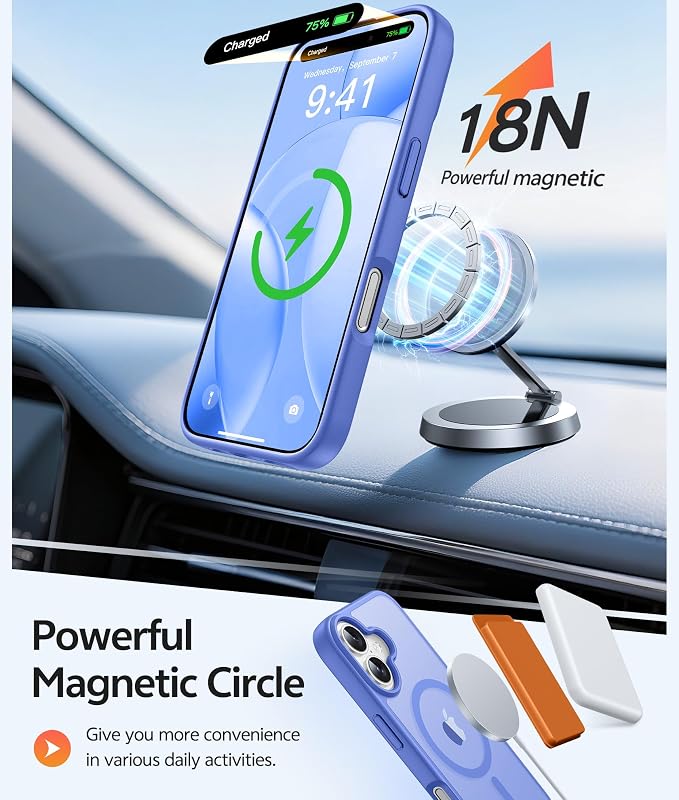 FNTCASE for iPhone 16 Case, Fit for Magsafe, Screen Protector, Ultramarine | Full Camera Protection, Translucent Matte, 14FT Military Grade Drop Proof, Shockproof Protective Phone Cover - Image 3