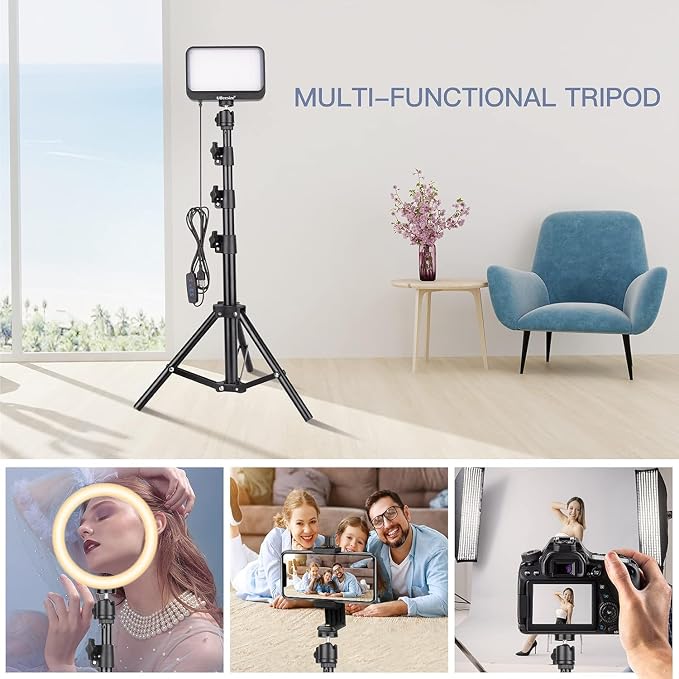 UBeesize LED Video Light Kit, 2Pcs Dimmable Continuous Portable Photography Lighting with Adjustable Tripod Stand & 5 Color Filters for Tabletop/Low-Angle Shooting, for Zoom, Game Streaming, YouTube - Image 7