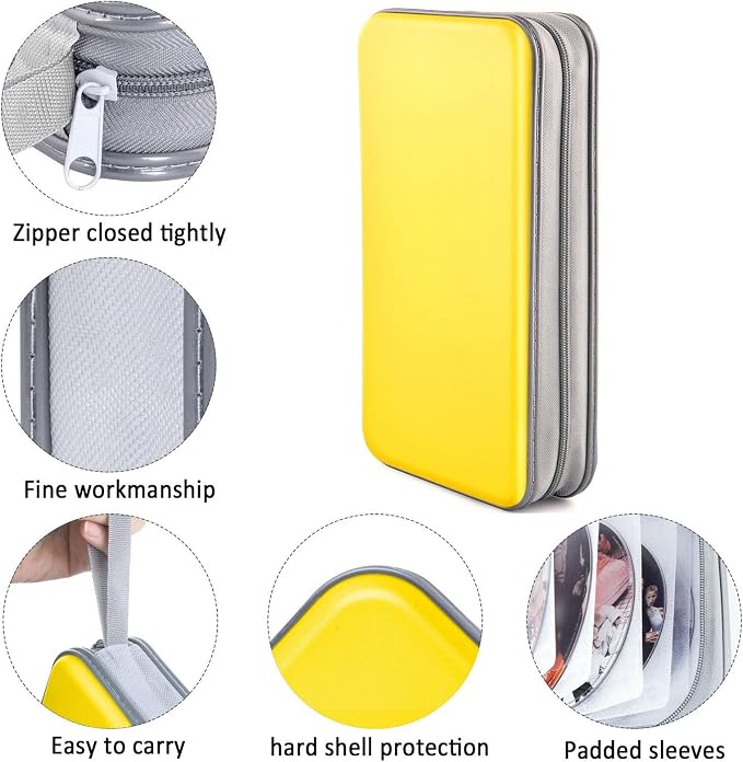96‑Capacity Hard Plastic CD/DVD Binder for Car, Home & Travel | Zipper‑DVD Organizer, Scratch‑Resistant Sleeves Shield Discs From Dust & Damp; Stores Music, Video, Gaming & Blu‑ray Discs - Image 2