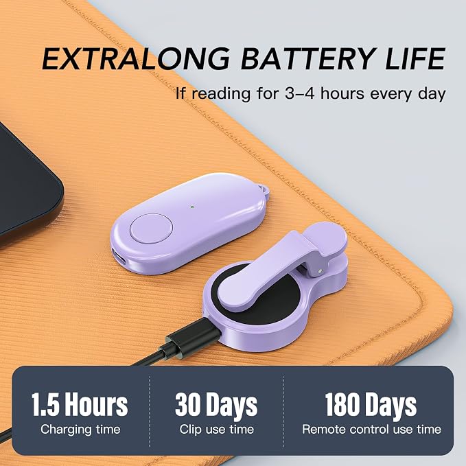 Remote Control Page Turner for Kindle Paperwhite Oasis Kobo eReaders,Kindle Clicker Page Turner Accessories for iPhone,iPad, Android Tablets Reading Novels,Camera Video Record&Shutter Selfie (Purple) - Image 8