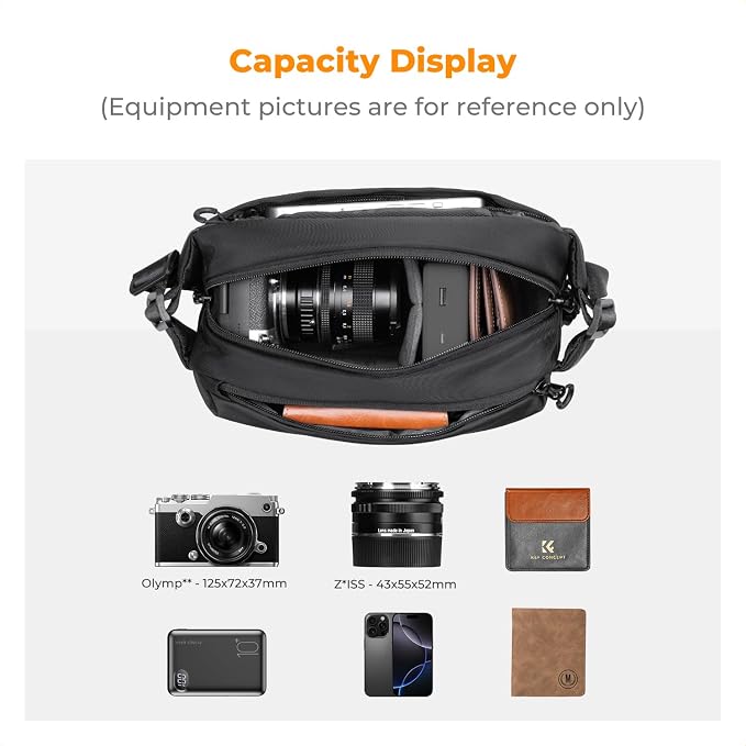 K&F CONCEPT Small Camera Sling Bag Everyday Shoulder Bag | Multifunction Photography Compact Crossbody DSLR Portable Bag, Compatible for Canon/Nikon/Sony, BS10 - Image 2