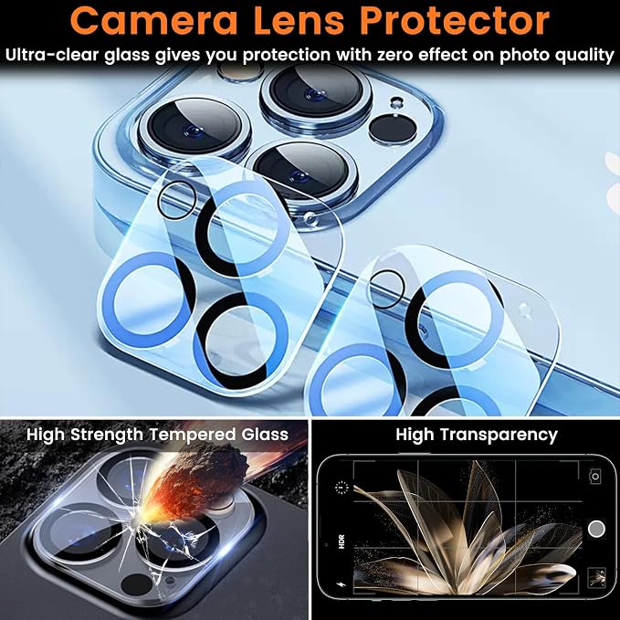 Lesakit 3+3 Pack Privacy Screen Protector for iPhone 13 Pro Max 6.7-Inch with 3 Pack Camera Lens Protector, Anti Spy Tempered Glass Film 9H Hardness Bubble Free Case Friendly - Image 5
