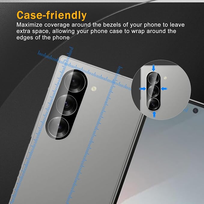 3 Pack Camera Lens Protector for Samsung Galaxy Z Fold 6 | Tempered Glass,Anti-Fingerprint,9H Hardness,Scratch Resistant,Easy to Install,Bubble Free,HD Clarity - Image 3