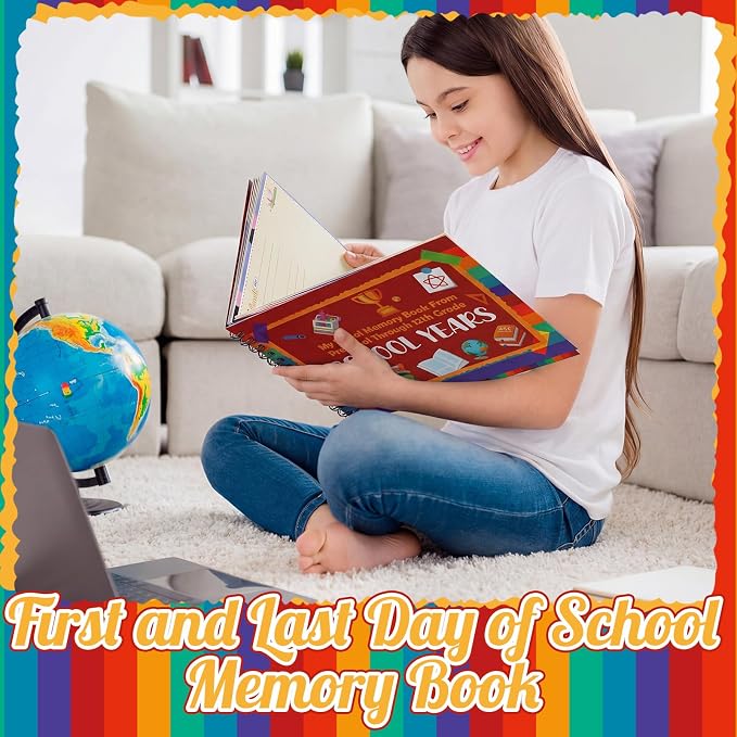 Motipuns School Memory Book Photo Album for Kids, Horizontal Style | School Years Keepsake Book Album Scrapbook from Preschool Through 12th Grade with 14 Pocket for Storage Portfolio Pictures - Image 5